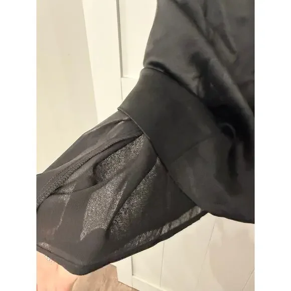 BANANA REPUBLIC SATIN FRINGE SHIFT DRESS IN BLACK SIZE MEDIUM - Picture 8 of 14